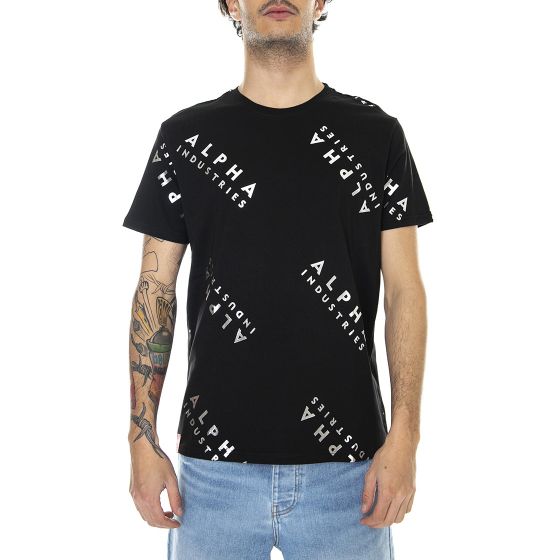 Alpha Industries Mens Foil Print Black Metal T-Shirt | / on Buy Silver