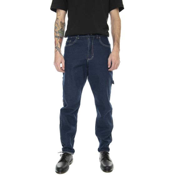 Retro Rinsed Denim Jeans Uomo Blu Dark