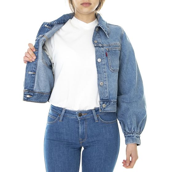 Levis Slouch Trucker Soft As Butter Mid Med Indigo / Worn In Denim Jacket |  Buy on 