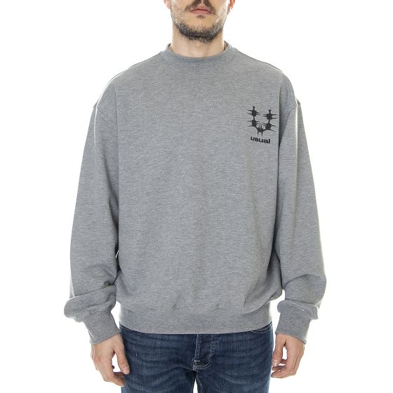 Usual Minilogo Felpa Girocollo Uomo Grigia Heather Grey Compra su Londonstore