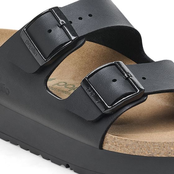 Arizona Platform Black Veg Birko Flor Sandali Donna Neri