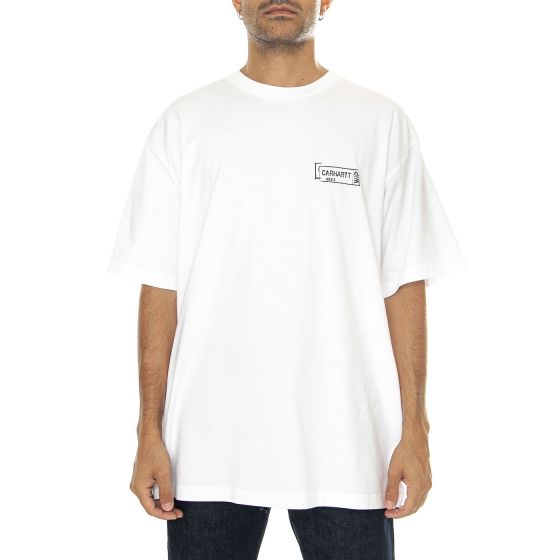 S/S Stamp T-Shirt White / Black stone washed