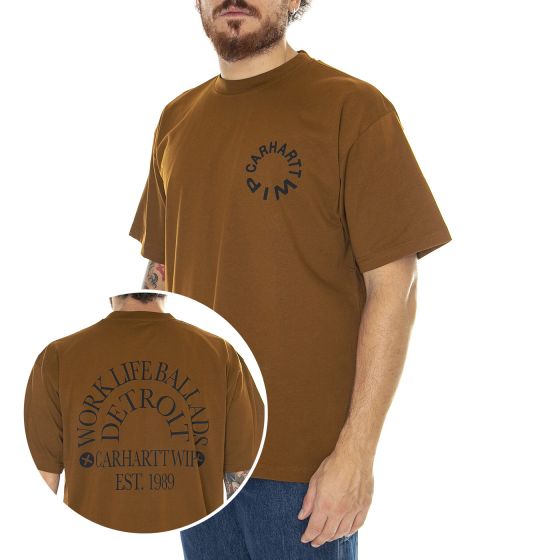 ★ドイツ発*carhartt WIP*新作*Button Tシャツ/H-BROWN★ ショートスリーブブラウンダックスTシャツ