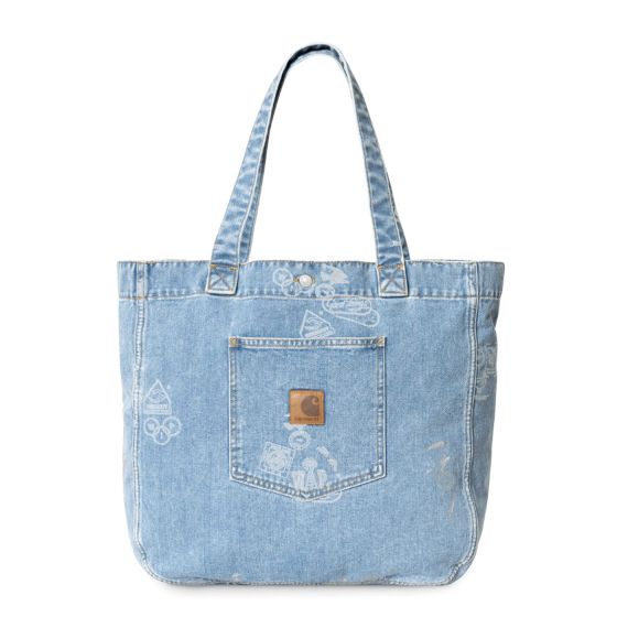 Stamp Tote Bag Stamp Print, Blue bleached - Borsa Shopping