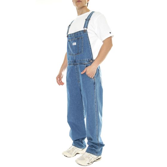 Vintage Overall Foolish Love Dark Indigo Flat Finish Salopette Denim Jeans Uomo Blu