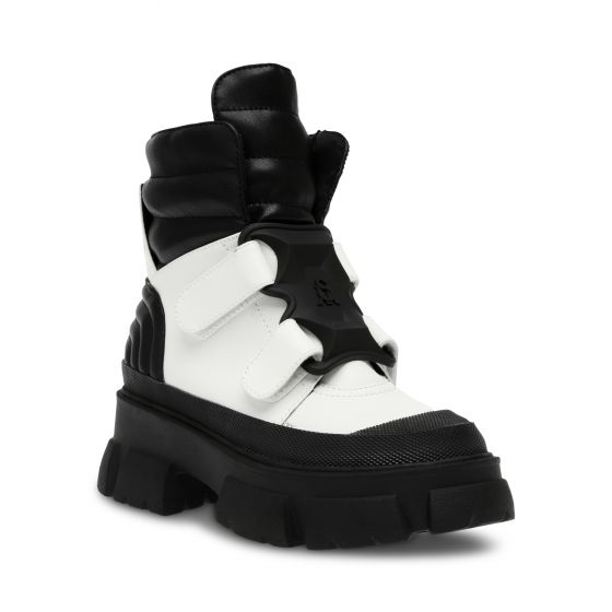 Steve madden black and white boots deals