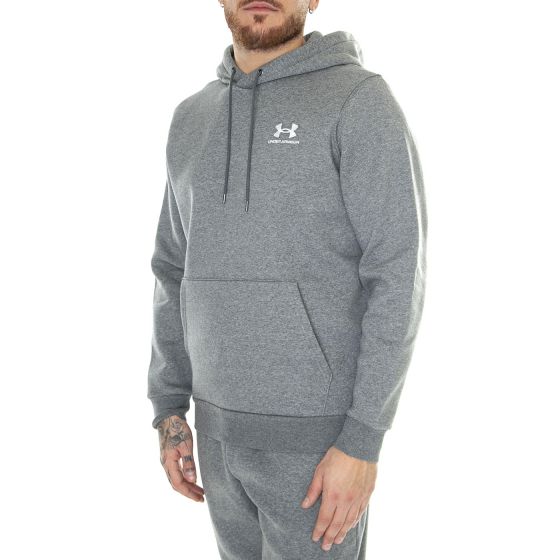 UA Rival Fleece Hoodie Grey Sweat Felpa con Cappuccio Uomo Grigia