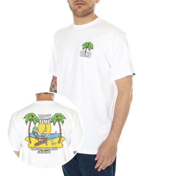 Vans Down Time SS Tee White Maglietta Girocollo Uomo BIanca