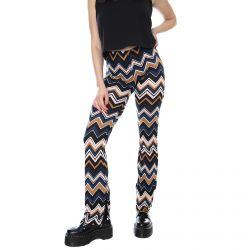 Motel Rocks-Kyla Pants - Chevron Brown / Multicolor - Pantaloni Donna Multicolore-MRCKYLA-CHEVRON BRN