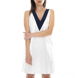 Motel Rocks-Suki Dress - Cream / Navy - Abito Donna Bianco / Blu-MRCSUKI DRESS-CREAM
