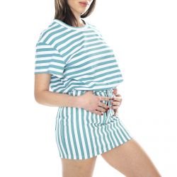 Motel Rocks-Loose Knot T-Shirt - Mid Stripe - Maglietta Girocollo Donna Multicolore-MRCLOOSE-MID STRIPE