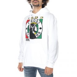 CROSS COLOURS-Mens Snoop Dogg White Graphic Pullover Hooded Sweatshirt -CLCC80223SNG-WHI