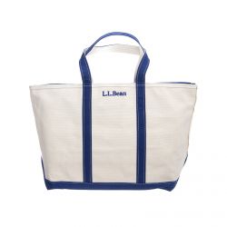 L.L.Bean-Zip-Top Boat & Tote Small White / Blue Bag