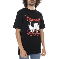 Doomsday-Mens Cult Of Doggo T-Shirt - Black - Maglietta Girocollo Uomo Nera-0256BLK