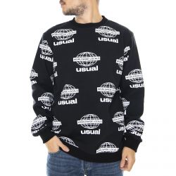 Usual-WWL Crew-Neck Sweatshirt - Black - Felpa Girocollo Uomo Nera-I19FLPWWLA