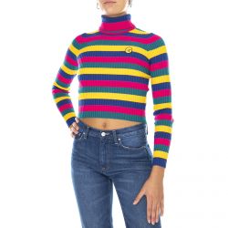Lazy Oaf-Womens Crayon Stripe Fitted Multicoloured Turtle-Neck Sweater -LOW50074OPS-MULTI