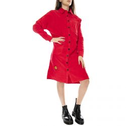 Lazy Oaf-Womens Wonky Cord Red Shirt Dress-LOW30213OPS-RED