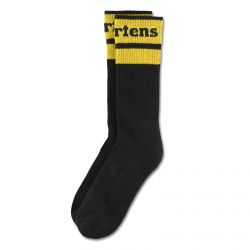 DR.MARTENS-Athletic Black / Yellow / White Logo Socks-DMCAC681001