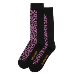 DR.MARTENS-Leopard Print Pink / Black Socks-DMCAC848997