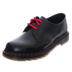 DR.MARTENS-1461 Red Stitch Shoes - Black Smooth - Scarpe Profilo Basso Donna Nere-DMS1461RSBSM25825001
