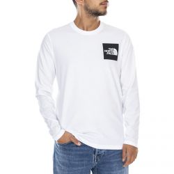 The North Face-Mens Fine LS T-Shirt - White / Black - Maglietta Maniche Lunghe Uomo Bianca-T937FTFN4