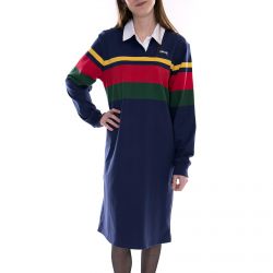 Stussy-Rosewood Rugby Polo Dress - Navy Blue - Abito Donna Blu / Multicolore-214472-NAVY