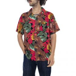 Stussy-Mens Watercolor Flowers Multicolored Short-Sleeve Shirt-1110023-BLAC