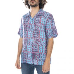Stussy-Mens Hand Drawn Houndstooth Short-Sleeve Shirt - Berry - Camicia Maniche Corte Uomo Multicolore-1110150-BERR