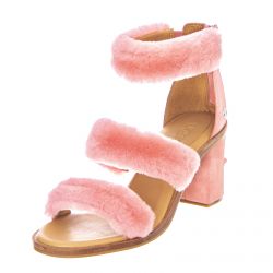 Ugg-Womens Del Rey Fluff Heel Lantana Pink Sandals-UGSDELRFHLN1095489W