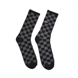 Vans-Mn Checkerboard Black / Charcoal Crew Socks-VN0A3H3OBA51