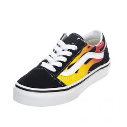 Vans-Kids UY Old Skool (Flame) Black / True White Shoes-VN0A5AOAXEY1