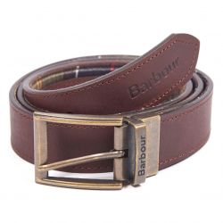 Barbour-Reversible Leather Belt Classic Tartan Brown - Cintura Marrone