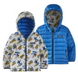 Patagonia-Kids Baby Reversible Down Blue / Multicoloured / MBDW Hooded Jacket-61371-MBDW