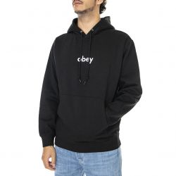 Obey-Obey Lowercase Hood Specialty Fleece Black - Felpa con Cappuccio Uomo Nera-112470162-BLK