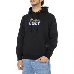 Obey-Mens Obey Step Hood Specialty Fleece Black Sweatshirt-112470174-BLK