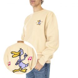 Obey-Mens Disco Duck Crew Specialty Fleece Oat Milk Sweatshirt-112480127-OAT