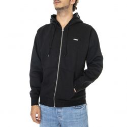 Obey-Mens Established Works Bold Zip Hooded Fleece Black Sweatshirt-112460010-BLKe