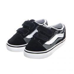 Vans-Td Flame Old Skool V Sneakers - (Suede Flame) Black / True White - Scarpe Profilo Basso Bambino Nere / Multi-VN0A38JNWKJ1