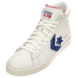 Converse-Mens Pro Leather Vintage Shoes - White / Red / Rush Blue - Scarpe Stringate Profilo Alto Uomo Bianche-170240C