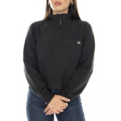Dickies-Womens Oakport Quarter Zip Black High-Neck Sweatshirt-DK0A4XD7BLK1