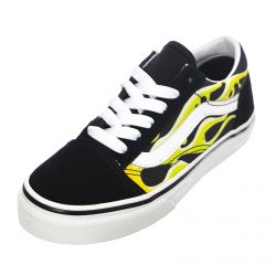 Vans-Kids UY Old Skool Slime Flame / Black / True White Lace-Up Low-Profile Shoes-VN0A4BUU31M1