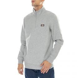 Dickies-Mens Oakport Quarter Zip Grey Melange Sweatshirt-DK0A4XD4GYM1