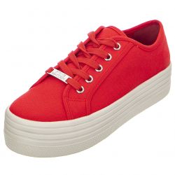Steve Madden-Womens Bobbi Red Lace-Up Low-Profile Shoes-SMPBOBBI-RED
