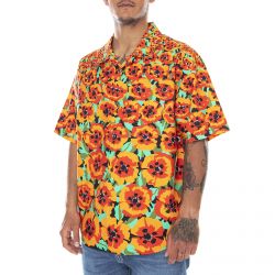 Stussy-Mens Poppy Multicoloured Short-Sleeve Shirt-1110166-ORAN