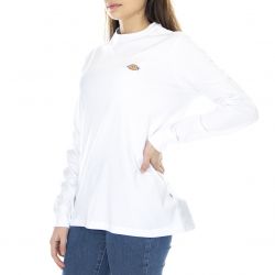 Dickies-Womens Mapleton White Long-Sleeve Crew-Neck T-Shirt-DK0A4XITWHX1