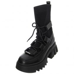 Steve Madden-Womens Hierarchy Black Lace-Up Boots-SMSHIERARCHY-BLK