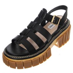 Steve Madden-W' Halt Black Leat Sandals-SMSHALT-BLK