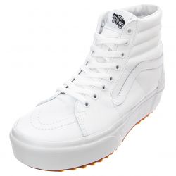 Vans-Womens UA SK8-Hi Stacked True White Lace-Up Ankle-Profile Shoes-VN0A4BTWL5R1