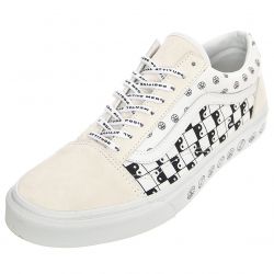 Vans-Mens UA Old Skool Pma True White / Black Lace-Up Low-Profile Shoes-VN0A7Q2JBCI1