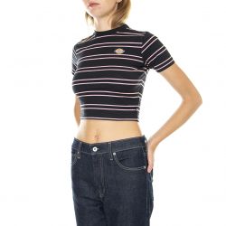Dickies-Womens Westover Stripe Tee SS w Black / Foxglove T-Shirt